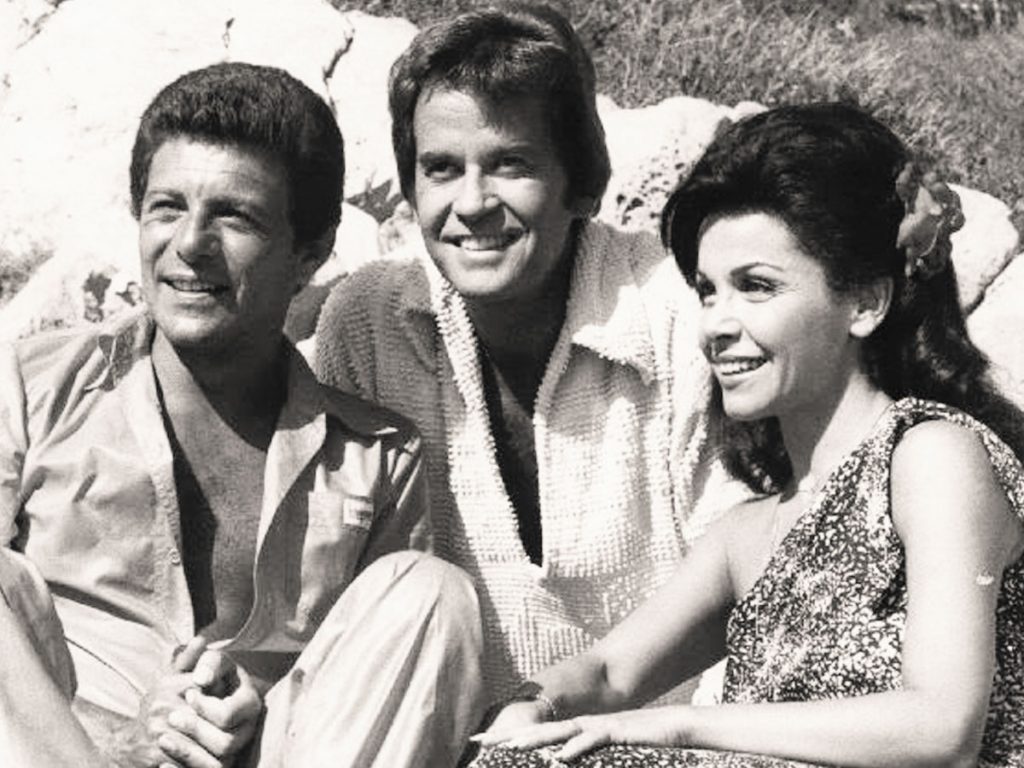 Photo of Annette Funiccello and Frankie Avalon with Dick Tracy