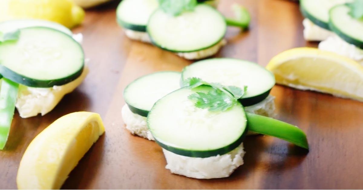Photo of St. Patrick's Day sandwiches made from cucumbers