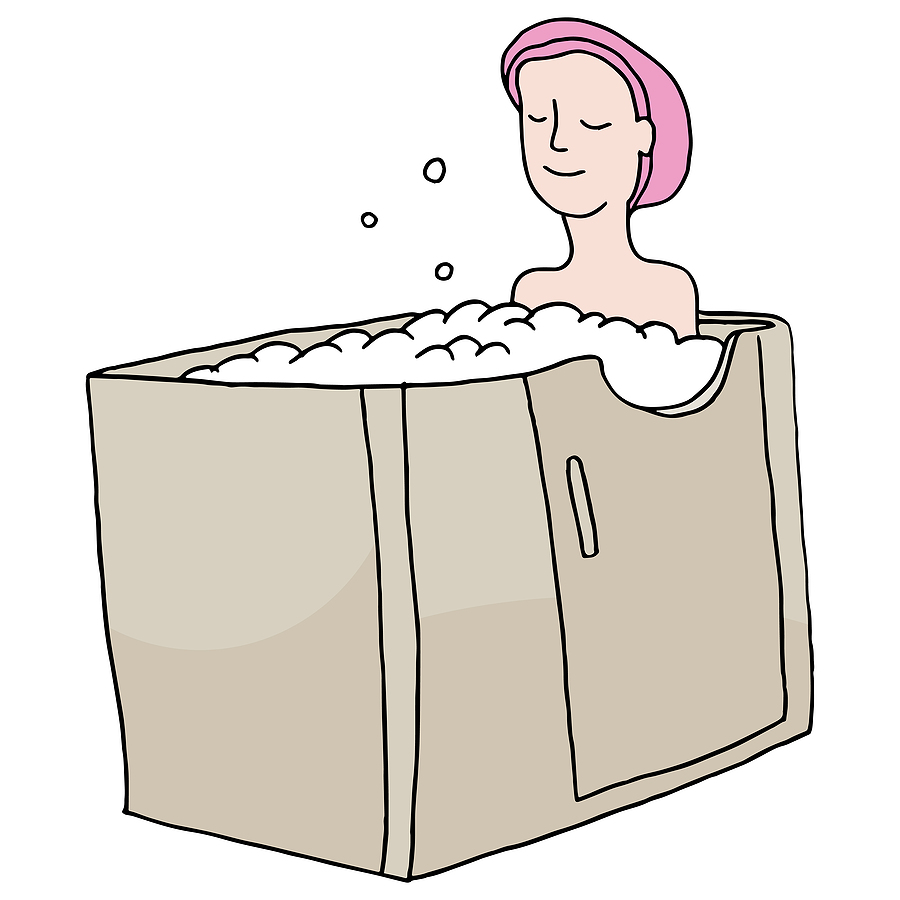 Woman in walk-in tub.