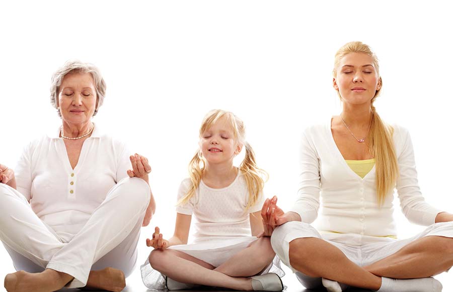 3 Generations meditating