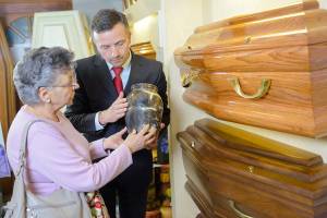 Woman arranging cremation