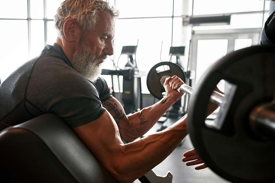 Older man working out