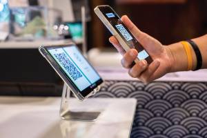 Scanning a qr code.