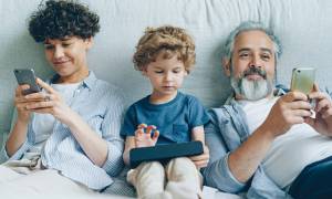 Family on phones